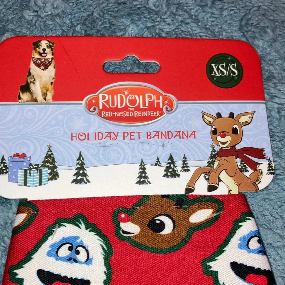 Rudolph The Red Nosed Reindeer Holiday Pet Bandana XS/S New